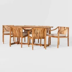 7pc Modern Slatted Wood Outdoor Dining Set - Saracina Home 2 7pc Modern Slatted Wood Outdoor Dining Set - Saracina Home -Saracina Home GUEST 004dfb25 1c23 4390 ab30 32ab6c6abcb4