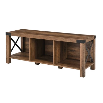 Sophie Rustic Industrial X Frame Entry Bench with 3 Cubbies - Saracina Home Sophie Rustic Industrial X Frame Entry Bench With 3 Cubbies - Saracina Home -Saracina Home GUEST 00c50f14 1403 478c ac19 b603933d6c1a