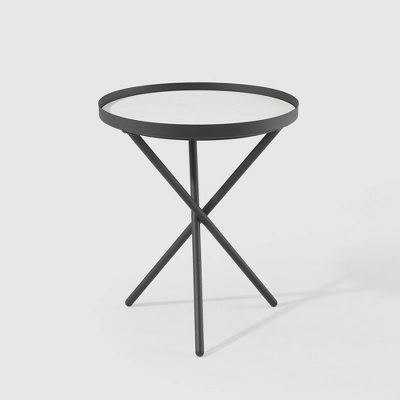 Modern Minimalist Intersecting Tripod Leg Side Table Black/Faux White Marble - Saracina Home Modern Minimalist Intersecting Tripod Leg Side Table Black/Faux White Marble - Saracina Home -Saracina Home GUEST 02e08952 aabc 4377 b4ff 758f91393bcf