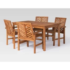 5pc Slatted Chevron Acacia Wood Patio Dining Set - Saracina Home -Saracina Home GUEST 041d2558 114f 417a b83c 735ee26f43e5