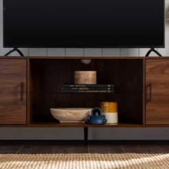 2 Door Mid-Century Modern Wood Storage TV Stand For TVs Up To 80" - Saracina Home -Saracina Home GUEST 0c083b88 b4b8 4267 89b0 b99f64195a36