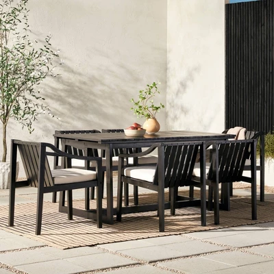 7pc Modern Slatted Wood Outdoor Dining Set - Saracina Home 7pc Modern Slatted Wood Outdoor Dining Set - Saracina Home -Saracina Home GUEST 0c28c111 adac 42af bd30 a4565a7bfa7b