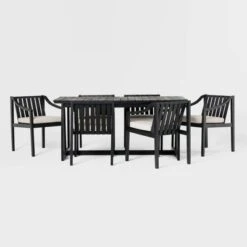 7pc Modern Slatted Wood Outdoor Dining Set - Saracina Home 5 7pc Modern Slatted Wood Outdoor Dining Set - Saracina Home -Saracina Home GUEST 117dd8e5 e41e 4deb 8859 7e6c9ff717ab