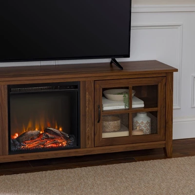 Tasi Transitional Farmhouse Glass Window Pane Door with Electric Fireplace TV Stand for TVs up to 80" - Saracina Home Tasi Transitional Farmhouse Glass Window Pane Door With Electric Fireplace TV Stand For TVs Up To 80" - Saracina Home -Saracina Home GUEST 1b7e41d8 8ce5 4d62 aab3 807810439b3d