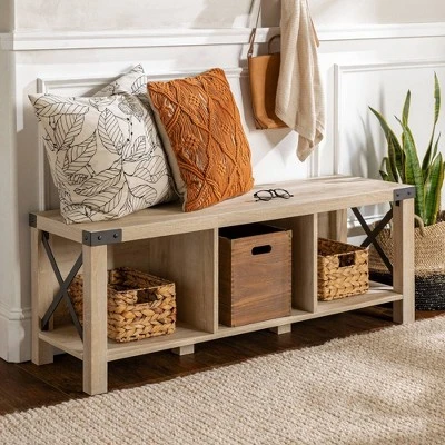 Sophie Rustic Industrial X Frame Entry Bench with 3 Cubbies - Saracina Home Sophie Rustic Industrial X Frame Entry Bench With 3 Cubbies - Saracina Home -Saracina Home GUEST 1dcd66aa 930d 4221 9502 4642230b8c2c