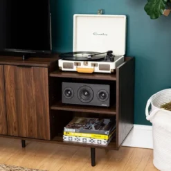 Rockwell Modern Storage TV Stand For TVs Up To 43" Brown - Saracina Home -Saracina Home GUEST 1ec14ba5 44fc 47a9 b688 d123f57c5c73