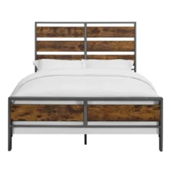 Queen Urban Chic Metal And Wood Plank Bed Brown - Saracina Home -Saracina Home GUEST 1edbf943 9085 4030 9489 6c7babf0e6c6