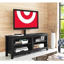 Saracina Home 7 Farmhouse 4 Cubby Wood Open Storage With Mount TV Stand For TVs Up To 65" - Saracina Home