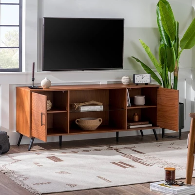 2 Door Mid-Century Modern Wood Storage TV Stand for TVs up to 65" - Saracina Home 2 Door Mid-Century Modern Wood Storage TV Stand For TVs Up To 65" - Saracina Home -Saracina Home GUEST 2177f7eb 3538 4de4 9c99 e1d0bbb2f31f