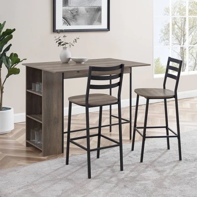 3pc Counter Height Drop Leaf Dining Set Gray Wash - Saracina Home 3pc Counter Height Drop Leaf Dining Set Gray Wash - Saracina Home -Saracina Home GUEST 24559541 071a 45c5 a53f 53130a2e05e3