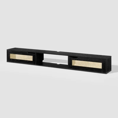 Modern Boho Floating TV Stand for TVs up to 80" with Rattan Doors Black - Saracina Home Modern Boho Floating TV Stand For TVs Up To 80" With Rattan Doors Black - Saracina Home -Saracina Home GUEST 25e22e1c 537a 4cda 8fdb bbe115b307cb