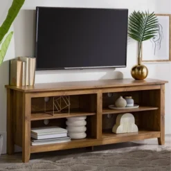 Transitional 4 Cubby Wood Open Storage TV Stand For TVs Up To 65"- Saracina Home 8 Transitional 4 Cubby Wood Open Storage TV Stand For TVs Up To 65"- Saracina Home -Saracina Home GUEST 25f3cc78 c68c 409d ba33 6e1083087415