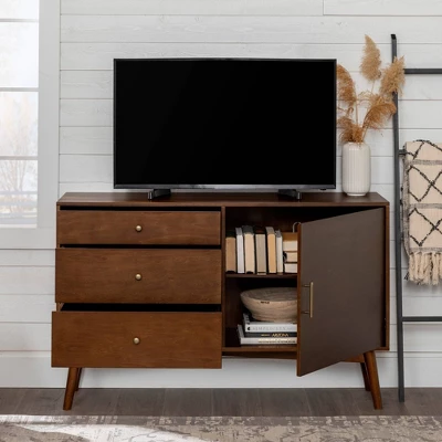 Mid-Century Modern with Closed Storage TV Stand for TVs up to 58" Walnut - Saracina Home Mid-Century Modern With Closed Storage TV Stand For TVs Up To 58" Walnut - Saracina Home -Saracina Home GUEST 272c04f3 ea07 453c 9824 8666892ac8d7