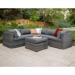 4pc Metal Multi-Shade Rattan Sectional - Gray - Saracina Home