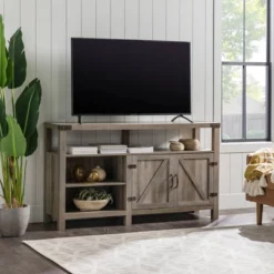2 Door Farmhouse Highboy TV Stand For TVs Up To 65" Gray Wash - Saracina Home -Saracina Home GUEST 2a250b14 d131 4a46 9090 6a4711a2044b