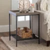 Rosalyn Urban Industrial Glam Square Tray Side Table With Metal Mesh Shelf Gray Wash - Saracina Home