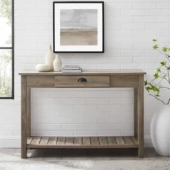 June Rustic Farmhouse Entry Table With Lower Shelf Gray Wash - Saracina Home -Saracina Home GUEST 2d962bd5 df42 4083 8914 633d4481e956