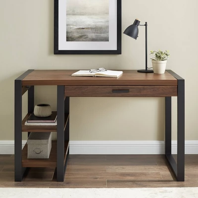 48" Industrial Farmhouse Tech Desk with USB Dark Walnut - Saracina Home 48" Industrial Farmhouse Tech Desk With USB Dark Walnut - Saracina Home -Saracina Home GUEST 2da0d29c b949 462a a21b f88d048fd8f1