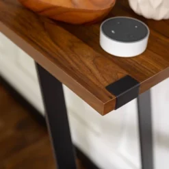 Urban Industrial Entry Table With Wood And Metal Dark Walnut - Saracina Home -Saracina Home GUEST 2e63080c e5d1 4bce 8075 f39e61d9c43b