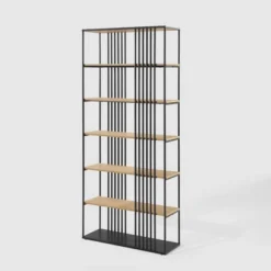 79" Modern 6 Shelf With Metal Bar Bookcase Coastal Oak/Black - Saracina Home -Saracina Home GUEST 357dd387 1fbd 46e5 a3f1 33f20fcef85e