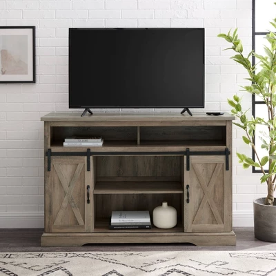 Transitional Sliding Barndoor Highboy TV Stand for TVs up to 58" - Saracina Home Transitional Sliding Barndoor Highboy TV Stand For TVs Up To 58" - Saracina Home -Saracina Home GUEST 36bb9b85 ffb1 46e0 b0d8 822e73b5b63d