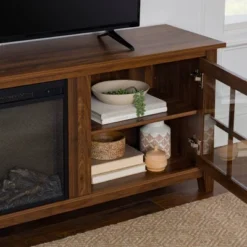 Tasi Transitional Farmhouse Glass Window Pane Door With Electric Fireplace TV Stand For TVs Up To 80" - Saracina Home 4 Tasi Transitional Farmhouse Glass Window Pane Door With Electric Fireplace TV Stand For TVs Up To 80" - Saracina Home -Saracina Home GUEST 3996fb8e b862 40de b082 15ae3d8376e2