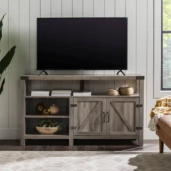 2 Door Farmhouse Highboy TV Stand For TVs Up To 65" Gray Wash - Saracina Home -Saracina Home GUEST 3ace0b88 f9ed 4110 a3a1 b44035ed3d4f