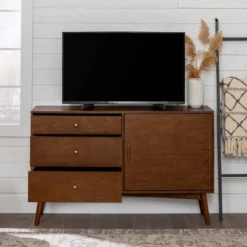Mid-Century Modern With Closed Storage TV Stand For TVs Up To 58" Walnut - Saracina Home 14 Mid-Century Modern With Closed Storage TV Stand For TVs Up To 58" Walnut - Saracina Home -Saracina Home GUEST 3ae8f806 6b03 47b3 bca8 7ce73d560a21