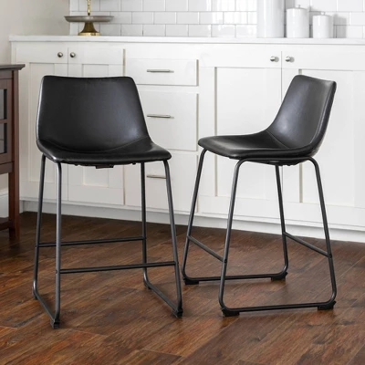 Set of 2 Laslo Modern Upholstered Faux Leather Counter Height Barstools - Saracina Home Set Of 2 Laslo Modern Upholstered Faux Leather Counter Height Barstools - Saracina Home -Saracina Home GUEST 3af2d2db c0dd 4ee6 944b 7cc28d5041d7