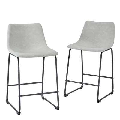 Set of 2 Laslo Modern Upholstered Faux Leather Counter Height Barstools - Saracina Home Set Of 2 Laslo Modern Upholstered Faux Leather Counter Height Barstools - Saracina Home -Saracina Home GUEST 3c1d9b2d 061b 4189 81fc ba5af95a33cc