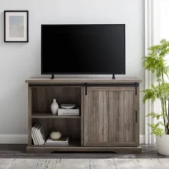 Orson Farmhouse Sliding Grooved Door Sideboard With 3 Drawers Gray Wash - Saracina Home -Saracina Home GUEST 3c37213f 2cbc 4bd8 a365 a1583ee59b86