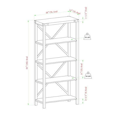 64" Sophie Industrial X Frame Bookshelf - Saracina Home 64" Sophie Industrial X Frame Bookshelf - Saracina Home -Saracina Home GUEST 4056ef5b a1ba 4723 8b3f 27d330c71048