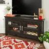 Modern 2 Glass Door Corner TV Stand For TVs Up To 50" Black - Saracina Home