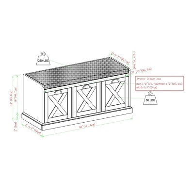 Farmhouse 40" 3 Drawer Storage Bench with Cushion - Saracina Home Farmhouse 40" 3 Drawer Storage Bench With Cushion - Saracina Home -Saracina Home GUEST 427114cc 2ce3 4b5e a3c4 9fd4fc840075