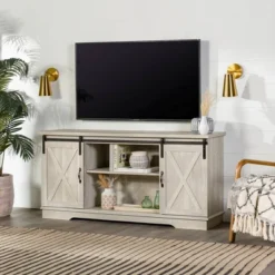 Modern Transitional Sliding Barndoor TV Stand For TVs Up To 65"- Saracina Home 11 Modern Transitional Sliding Barndoor TV Stand For TVs Up To 65"- Saracina Home -Saracina Home GUEST 4792b222 989e 4d2f a170 a61b30209fd2