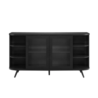 Mid-Century Modern Glass Double Door Curved Sideboard - Saracina Home Mid-Century Modern Glass Double Door Curved Sideboard - Saracina Home -Saracina Home GUEST 49614f92 96be 4098 88b7 c6020e3d7fe6