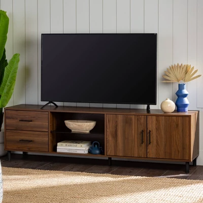 Sana Modern Triple Storage TV Stand for TVs up to 80" Dark Walnut - Saracina Home Sana Modern Triple Storage TV Stand For TVs Up To 80" Dark Walnut - Saracina Home -Saracina Home GUEST 4a198994 bcd5 425b b5e9 03efbd9ec6cb