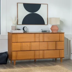 Saracina Home 22 Modern Vertical Accent Solid Wood 6 Drawer Double Dresser - Saracina Home