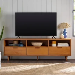 Cara 3 Drawer Mid-Century Modern 3 Drawer TV Stand For TVs Up To 80" - Saracina Home 9 Cara 3 Drawer Mid-Century Modern 3 Drawer TV Stand For TVs Up To 80" - Saracina Home -Saracina Home GUEST 4d0aac2c 9b89 4300 b722 f3e9cc07eded