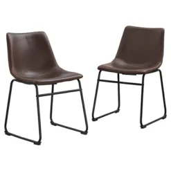 Set Of 2 Laslo Modern Upholstered Faux Leather Dining Chairs - Saracina Home -Saracina Home GUEST 4df149f4 10cd 43f6 ae87 21d2762646ef