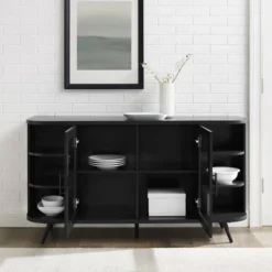 Mid-Century Modern Glass Double Door Curved Sideboard - Saracina Home 3 Mid-Century Modern Glass Double Door Curved Sideboard - Saracina Home -Saracina Home GUEST 4fda4073 3ab4 4dc1 9d2b 29da563a6ed9