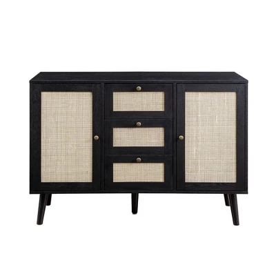 Modern Boho Wood and Rattan Storage Sideboard Black - Saracina Home Modern Boho Wood And Rattan Storage Sideboard Black - Saracina Home -Saracina Home GUEST 52766561 efc9 4b8a 9a5c 6e9689b662a9
