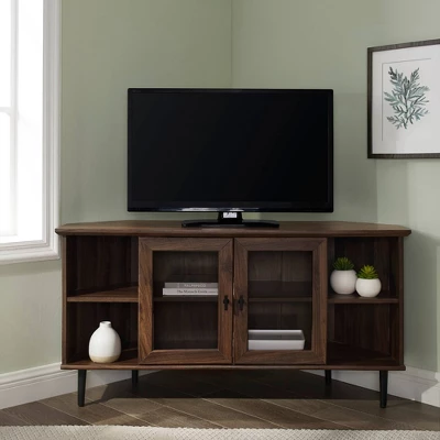 Modern Glass Door Corner TV Stand for TVs up to 55" - Saracina Home Modern Glass Door Corner TV Stand For TVs Up To 55" - Saracina Home -Saracina Home GUEST 528497f1 c710 49fa 8691 229463cf67a3