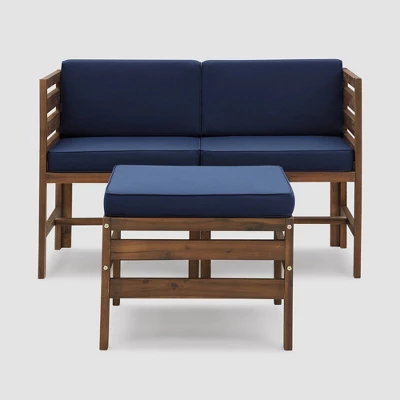 3pc Modular Acacia Wood Patio Chat Set with Cushions - Saracina Home 3pc Modular Acacia Wood Patio Chat Set With Cushions - Saracina Home -Saracina Home GUEST 52b769b2 601c 4a9b 998b 9ea4cc3064c7