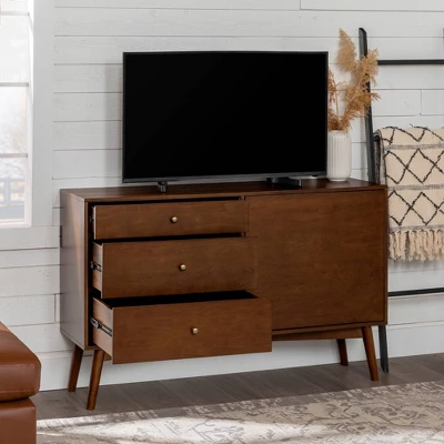 Mid-Century Modern with Closed Storage TV Stand for TVs up to 58" Walnut - Saracina Home Mid-Century Modern With Closed Storage TV Stand For TVs Up To 58" Walnut - Saracina Home -Saracina Home GUEST 54c83906 77ba 4118 b803 113db40fdb4a