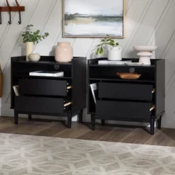 2pk Mid-Century Modern Solid Wood 2 Drawer Storage Nightstands - Saracina Home 8 2pk Mid-Century Modern Solid Wood 2 Drawer Storage Nightstands - Saracina Home -Saracina Home GUEST 559c5ca6 af7e 4136 9a5f 989a82141900