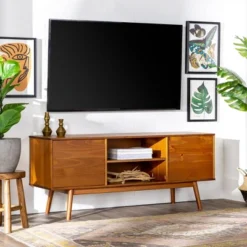 Solid Wood Mid-Century Modern TV Stand For TVs Up To 65" - Saracina Home -Saracina Home GUEST 55d038af 42a5 438d 8b74 91f0ac9cc7f7