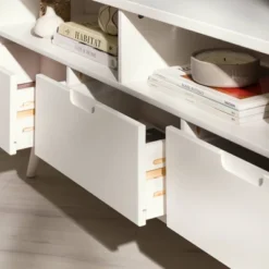 Cara Mid-Century Modern 3 Drawer Corner TV Stand For TVs Up To 58" - Saracina Home -Saracina Home GUEST 59f86cf1 f206 400e beed adf45df367ac