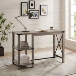 Rustic Farmhouse Metal X Kitchen Island With Shelves - Saracina Home -Saracina Home GUEST 5de6b595 29fd 4de7 96bf 96ffd09f1edc