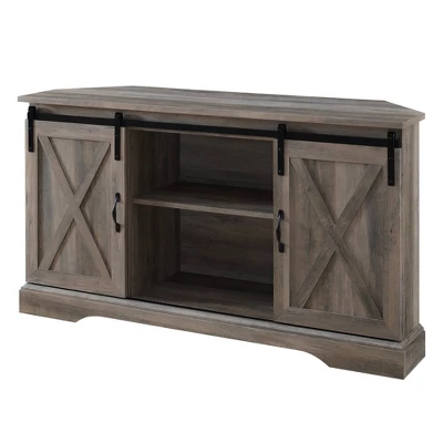 Robinson Rustic Transitional Sliding Barn Door Corner TV Stand for TVs up to 58" - Saracina Home Robinson Rustic Transitional Sliding Barn Door Corner TV Stand For TVs Up To 58" - Saracina Home -Saracina Home GUEST 5e08ff37 9816 4cb1 ab75 e39c8ff7cec1